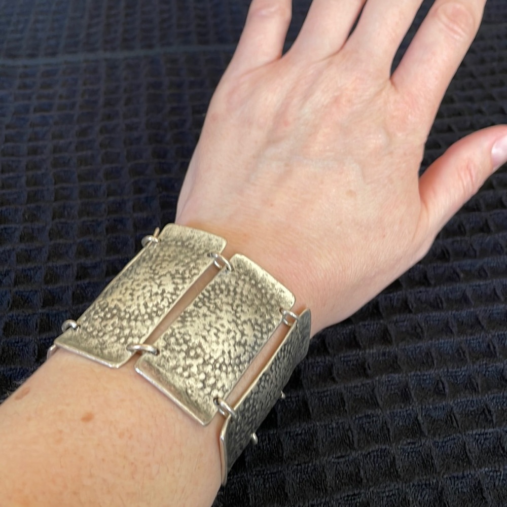 Artisan Cuff-like Pewter Bracelet. 7”